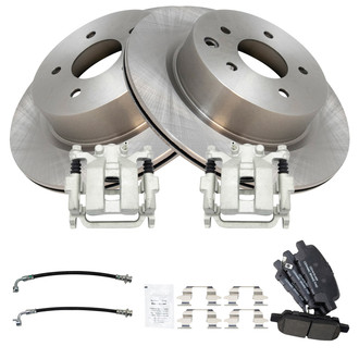 TRQ® - Rear Disc Brake Kit with Ceramic Pads, Calipers and Hoses