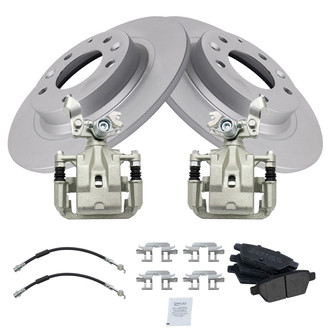 TRQ® - Rear Disc Brake Kit with Semi-Metallic Pads, Calipers and Hoses