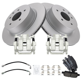 TRQ® - Rear Disc Brake Kit with Ceramic Pads, Calipers and Hoses