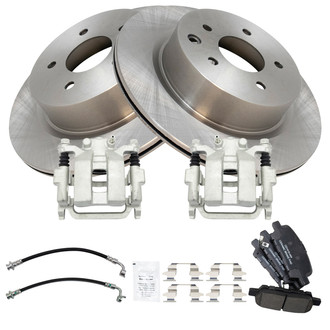 TRQ® - Rear Disc Brake Kit with Ceramic Pads, Calipers and Hoses