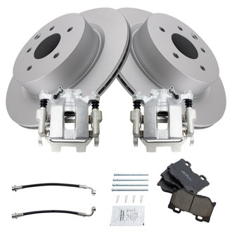 TRQ® - Rear Disc Brake Kit with Ceramic Pads, Calipers and Hoses