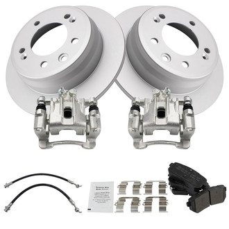 TRQ® - Rear Disc Brake Kit with Semi-Metallic Pads, Calipers and Hoses