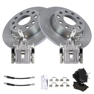 TRQ® - Rear Disc Brake Kit with Ceramic Pads, Calipers and Hoses