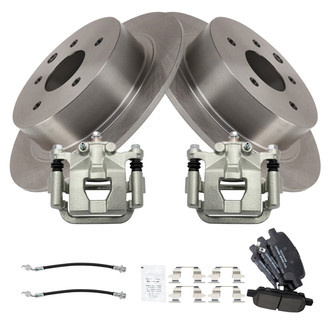 TRQ® - Rear Disc Brake Kit with Ceramic Pads, Calipers and Hoses
