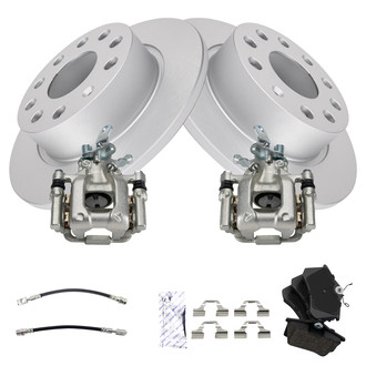 TRQ® - Rear Disc Brake Kit with Ceramic Pads, Calipers and Hoses