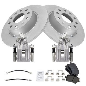 TRQ® - Rear Disc Brake Kit with Semi-Metallic Pads, Calipers and Hoses