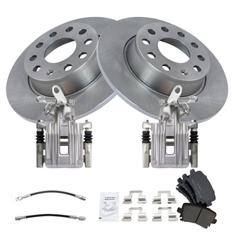 TRQ® - Rear Disc Brake Kit with Semi-Metallic Pads, Calipers and Hoses
