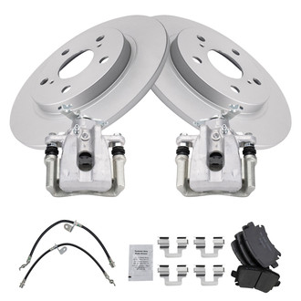 TRQ® - Rear Disc Brake Kit with Ceramic Pads, Calipers and Hoses