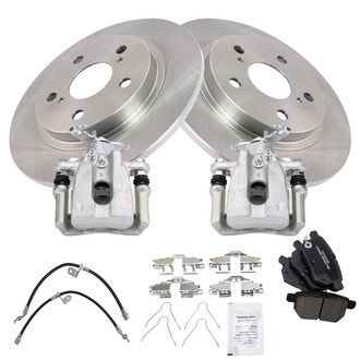 TRQ® - Rear Disc Brake Kit with Ceramic Pads, Calipers and Hoses