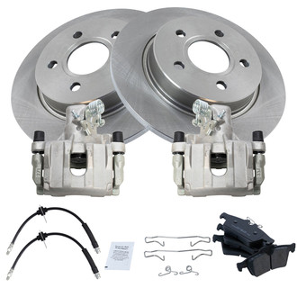 TRQ® - Rear Disc Brake Kit with Ceramic Pads, Calipers and Hoses