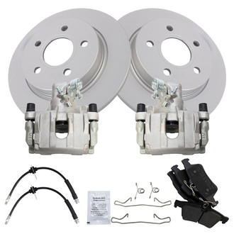 TRQ® - Rear Disc Brake Kit with Semi-Metallic Pads, Calipers and Hoses