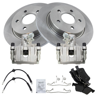 TRQ® - Rear Disc Brake Kit with Semi-Metallic Pads, Calipers and Hoses