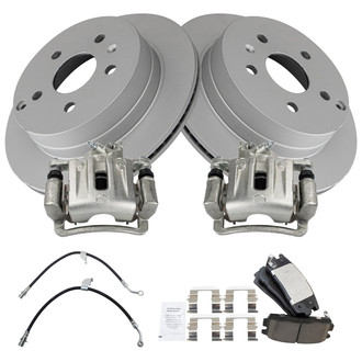 TRQ® - Rear Disc Brake Kit with Ceramic Pads, Calipers and Hoses