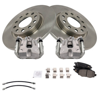 TRQ® - Rear Disc Brake Kit with Ceramic Pads, Calipers and Hoses