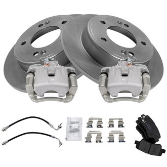 TRQ® - Rear Disc Brake Kit with Ceramic Pads, Calipers and Hoses