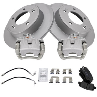 TRQ® - Rear Disc Brake Kit with Ceramic Pads, Calipers and Hoses