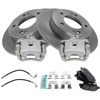 TRQ® - Rear Disc Brake Kit with Semi-Metallic Pads, Calipers and Hoses