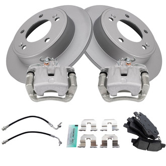 TRQ® - Rear Disc Brake Kit with Ceramic Pads, Calipers and Hoses