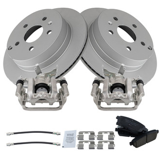 TRQ® - Rear Disc Brake Kit with Ceramic Pads, Calipers and Hoses