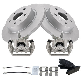 TRQ® - Rear Disc Brake Kit with Ceramic Pads, Calipers and Hoses