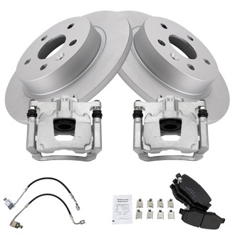 TRQ® - Rear Disc Brake Kit with Ceramic Pads, Calipers and Hoses