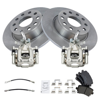 TRQ® - Rear Disc Brake Kit with Semi-Metallic Pads, Calipers and Hoses