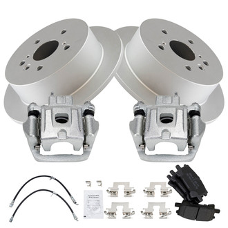TRQ® - Rear Disc Brake Kit with Semi-Metallic Pads, Calipers and Hoses