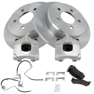 TRQ® - Rear Disc Brake Kit with Ceramic Pads, Calipers and Hoses