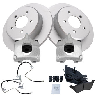 TRQ® - Rear Disc Brake Kit with Ceramic Pads, Calipers and Hoses