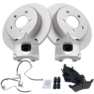 TRQ® - Rear Disc Brake Kit with Semi-Metallic Pads, Calipers and Hoses