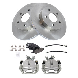 TRQ® - Rear Disc Brake Kit with Semi-Metallic Pads, Calipers and Hoses