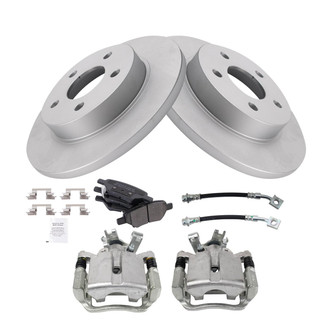 TRQ® - Rear Disc Brake Kit with Semi-Metallic Pads, Calipers and Hoses
