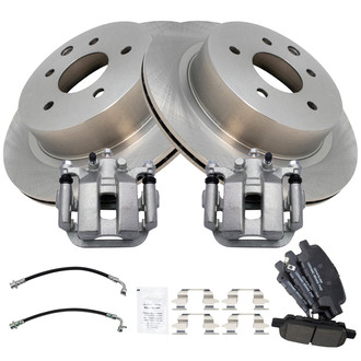 TRQ® - Rear Disc Brake Kit with Ceramic Pads, Calipers and Hoses