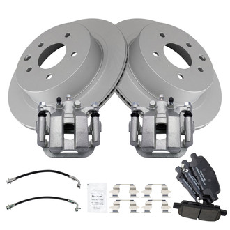 TRQ® - Rear Disc Brake Kit with Ceramic Pads, Calipers and Hoses