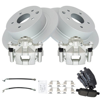 TRQ® - Rear Disc Brake Kit with Ceramic Pads, Calipers and Hoses