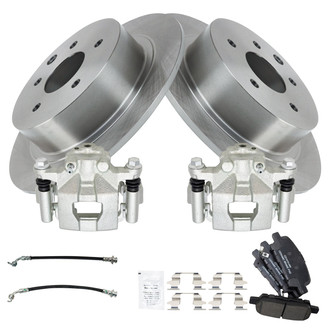 TRQ® - Rear Disc Brake Kit with Ceramic Pads, Calipers and Hoses