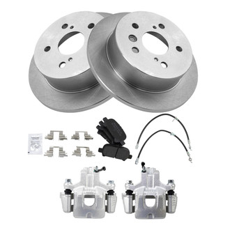 TRQ® - Rear Disc Brake Kit with Semi-Metallic Pads, Calipers and Hoses