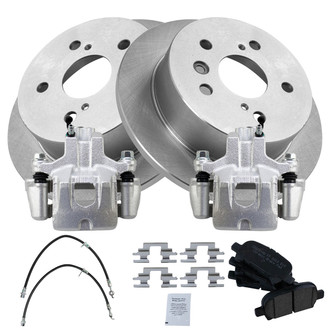 TRQ® - Rear Disc Brake Kit with Ceramic Pads, Calipers and Hoses