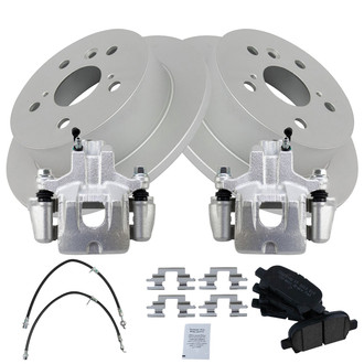 TRQ® - Rear Disc Brake Kit with Ceramic Pads, Calipers and Hoses