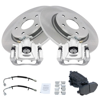 TRQ® - Rear Disc Brake Kit with Semi-Metallic Pads, Calipers and Hoses