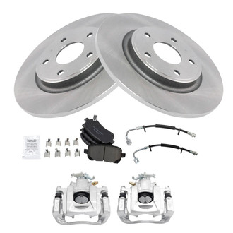 TRQ® - Rear Disc Brake Kit with Ceramic Pads, Calipers and Hoses