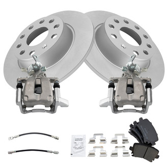 TRQ® - Rear Disc Brake Kit with Semi-Metallic Pads, Calipers and Hoses