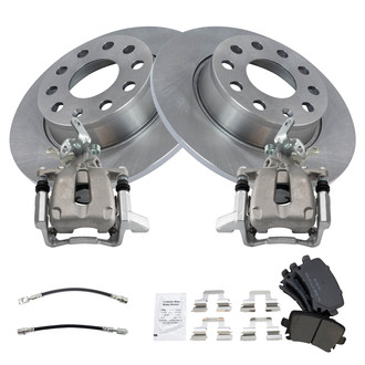TRQ® - Rear Disc Brake Kit with Semi-Metallic Pads, Calipers and Hoses
