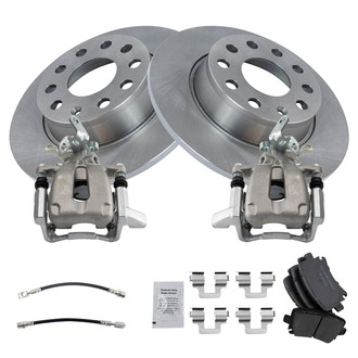 TRQ® - Rear Disc Brake Kit with Ceramic Pads, Calipers and Hoses