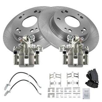 TRQ® - Rear Disc Brake Kit with Semi-Metallic Pads, Calipers and Hoses