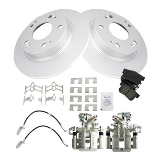 TRQ® - Rear Disc Brake Kit with Ceramic Pads, Calipers and Hoses