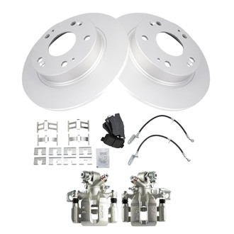 TRQ® - Rear Disc Brake Kit with Semi-Metallic Pads, Calipers and Hoses