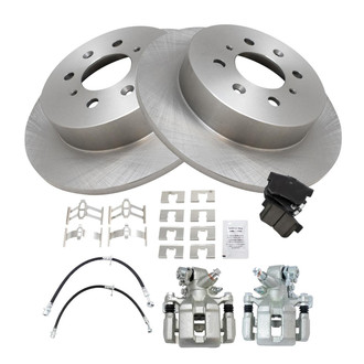 TRQ® - Rear Disc Brake Kit with Ceramic Pads, Calipers and Hoses