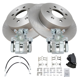 TRQ® - Rear Disc Brake Kit with Semi-Metallic Pads, Calipers and Hoses