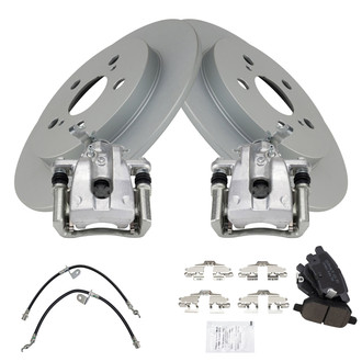 TRQ® - Rear Disc Brake Kit with Ceramic Pads, Calipers and Hoses